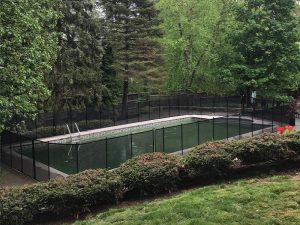 100ft installed black pool fence Pleasantville, NY
