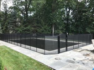 110ft black pool fence installed in Chappequa, NY