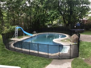 90ft black pool fence installed in Dobbs Ferry, NY